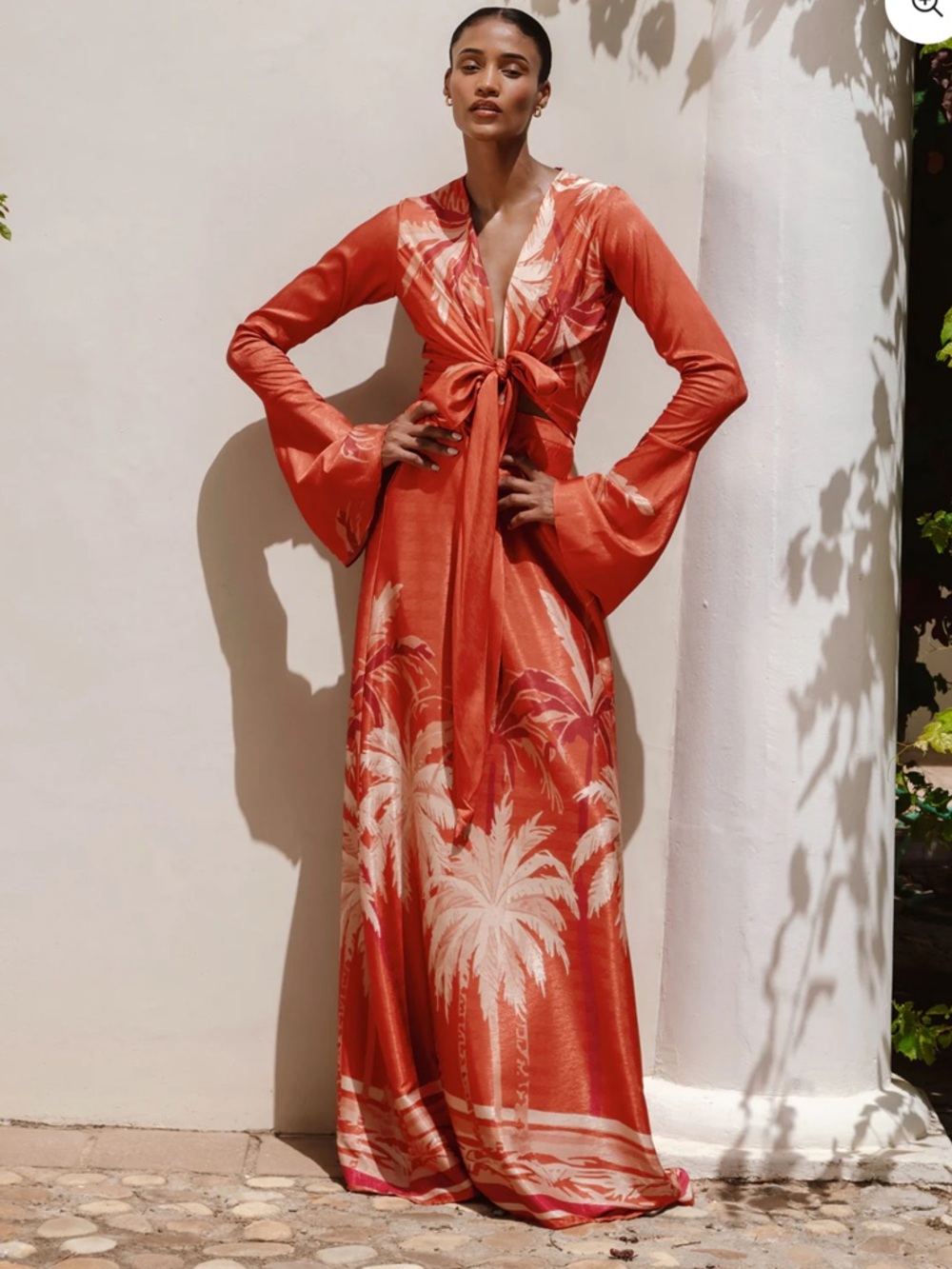 NWT Diarrablu Nayan Skirt Orange Tropical Print Maxi Skirt Dress